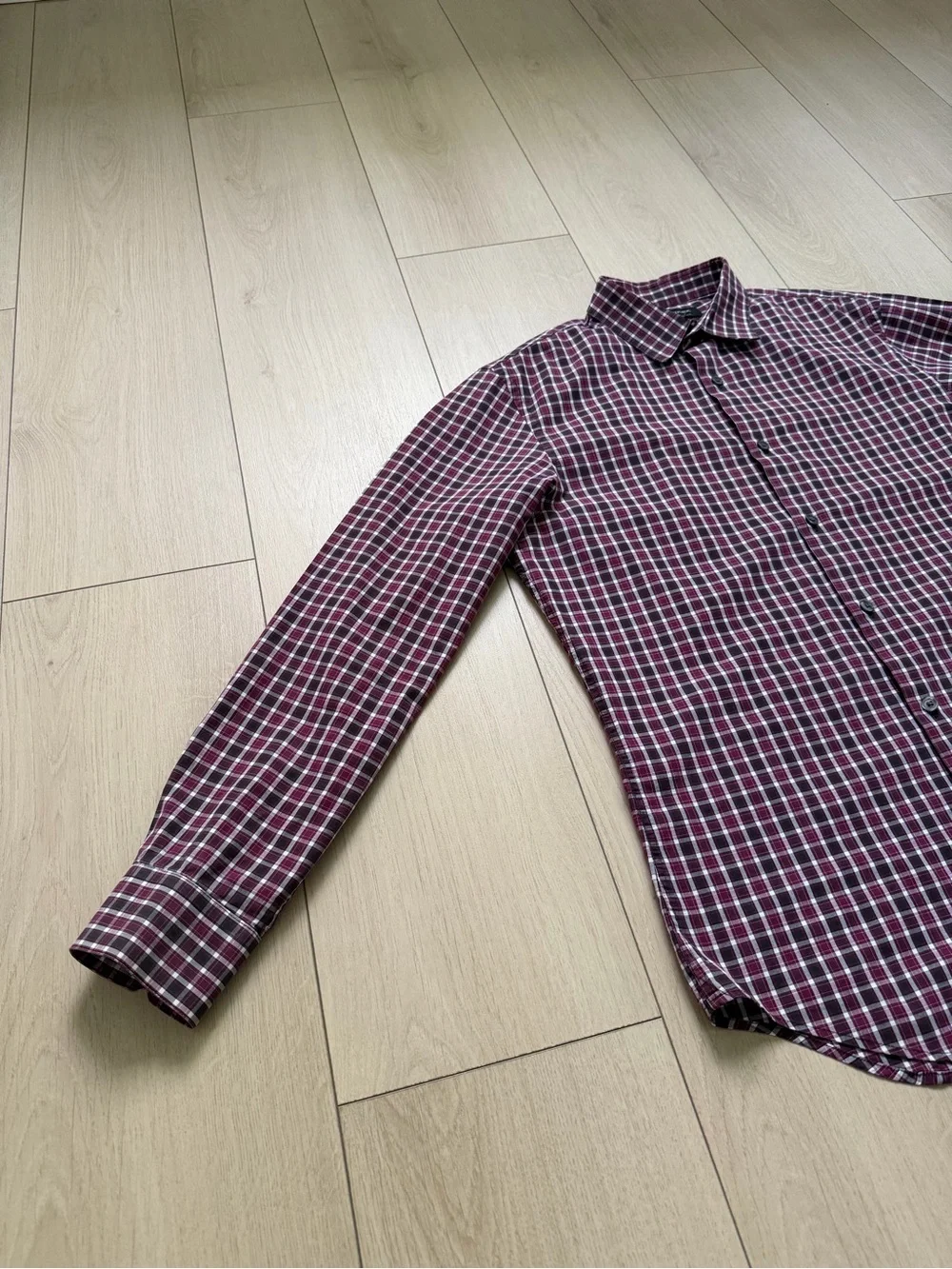 Banana Republic Burgundy and White Check Button-Down Shirt